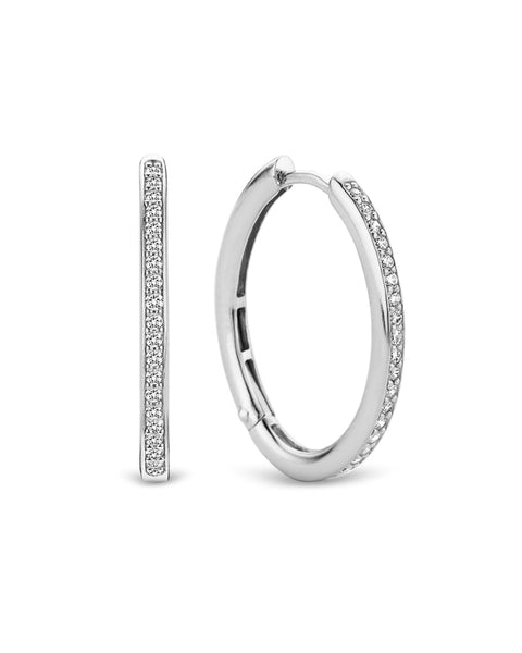 Ti Sento Silver & Cubic Zirconia Large Hoop Earrings 7789ZI