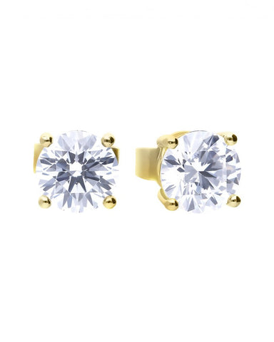 Diamonfire Gold Plated Cubic Zirconia 4 Claw Earrings - 1.00ct E6402