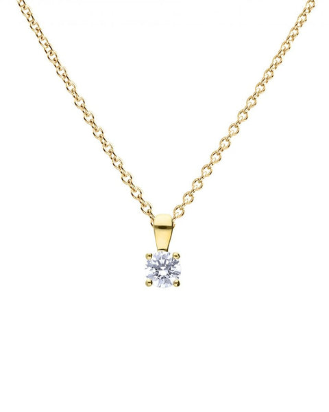 Diamonfire Gold Plated Cubic Zirconia 4 Claw Pendant - 0.50ct P5393