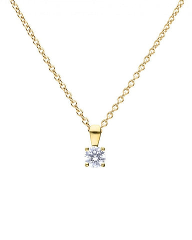 Diamonfire Gold Plated Cubic Zirconia 4 Claw Pendant - 0.50ct P5393