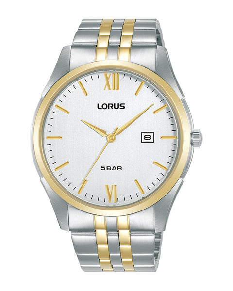 Lorus White Dial Two-Tone Gents Watch RH988PX9