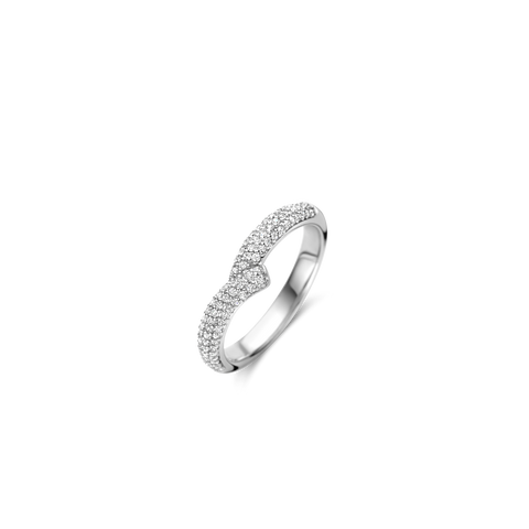 Ti Sento Milano Sterling Silver Pave Ripple Ring 12265ZI