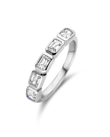 Ti Sento Silver & Cubic Zirconia Baguette Cut Ring 12274ZI