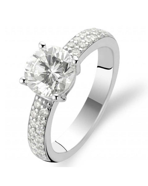 Ti Sento Large Stone Sterling Silver & Cubic Zirconia Ring