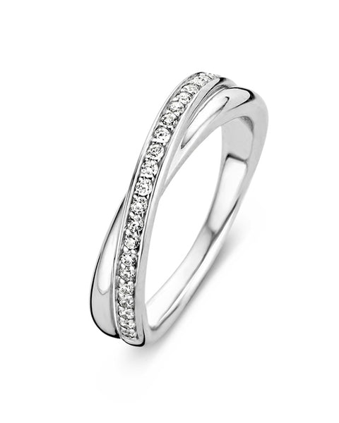 Ti Sento Silver & Cubic Zirconia Crossover Ring