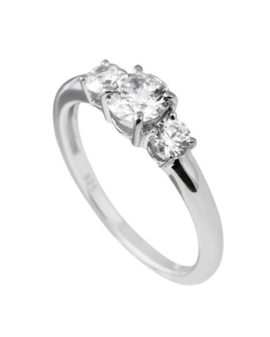 Diamonfire Silver Clear Cubic Zirconia Three Stone Ring - 61/1491/1/082