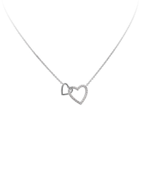 Diamonfire Double Heart Collier Necklace - 63/0983/1/082