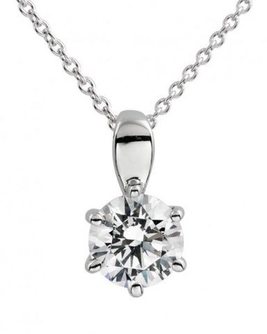 Diamonfire Cubic Zirconia & Silver 6 Claw Pendant - 1.00ct - 65/1003/1/082