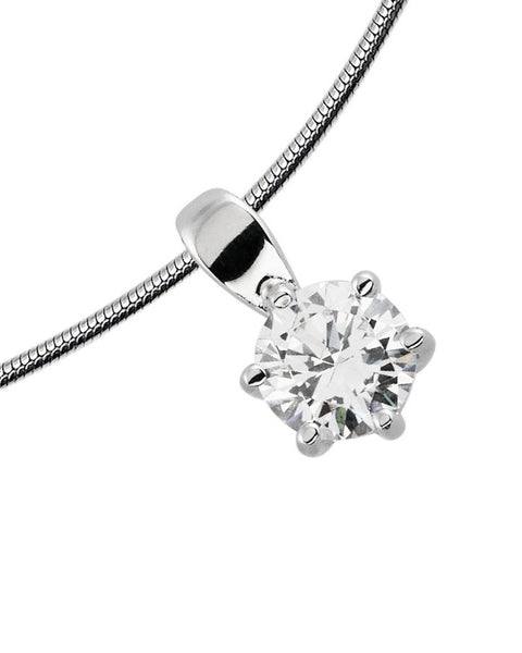 Diamonfire Cubic Zirconia & Silver 6 Claw Pendant - 0.75ct - 65/1004/1/082
