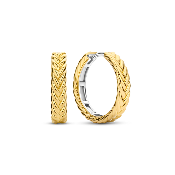 Ti Sento 18ct Gold Plated Silver Braided Hoops 7883SY