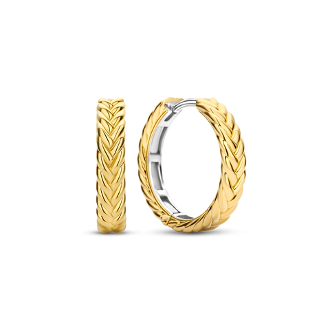 Ti Sento 18ct Gold Plated Silver Braided Hoops 7883SY