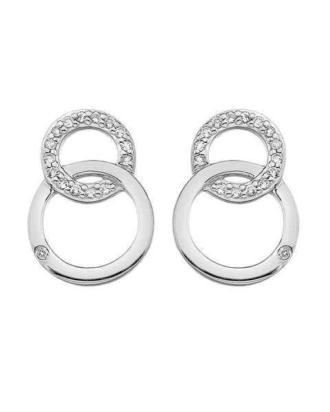 Hot Diamonds Bliss Interlocking Circles Sterling Silver Stud Earrings - DE533