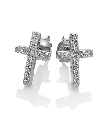 Hot Diamonds Bliss Cross Silver & White Topaz Earrings