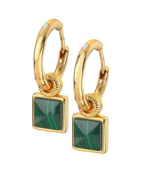 Hot Diamonds X Jac Jossa Revive Malachite Square Earrings DE713