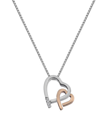 Hot Diamonds Amore Hearts Sterling Silver & Rose Gold Pendant - DP660