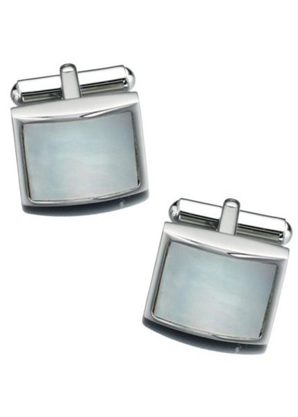 Fred Bennett Stainless Steel White Mother Of Pearl Cufflinks