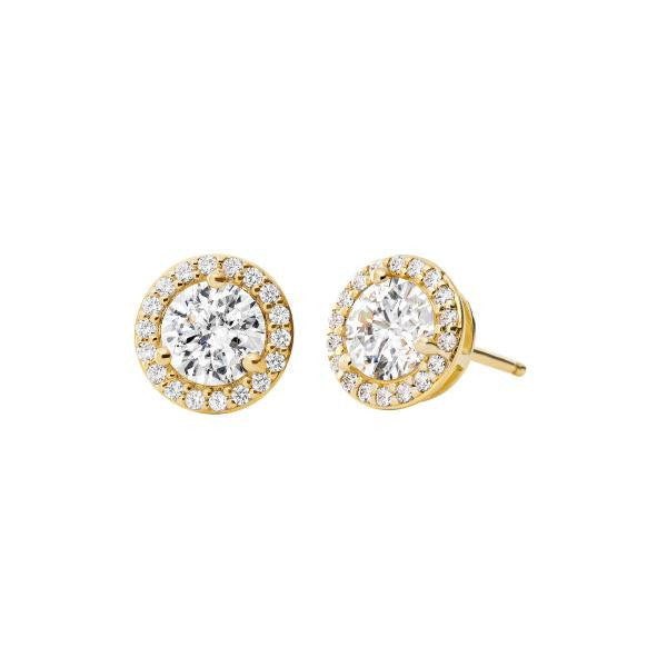 Michael Kors Yellow Gold Cubic Zirconia Halo Stud Earrings MKC1035AN710 Front