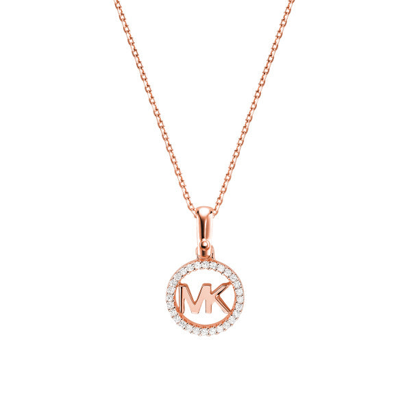 Michael Kors Rose Gold Plated Halo Logo Necklace MKC1108AN791
