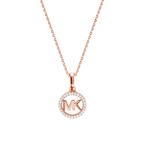 Michael Kors Rose Gold Plated Halo Logo Necklace MKC1108AN791
