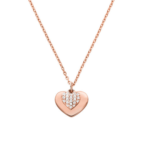 Michael Kors Rose Gold Plated Heart Logo Necklace