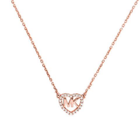 Michael Kors Rose Gold Plated Heart Halo Logo Necklace MKC1244AN791