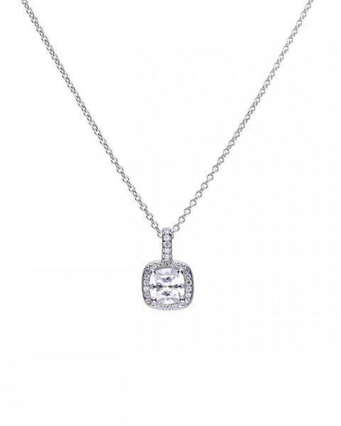 Diamonfire Silver & Cubic Zirconia Cushion Halo Pendant