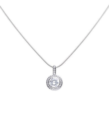 Diamonfire Silver & Cubic Zirconia Round Halo Pendant