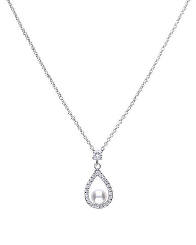 Diamonfire Silver, Cubic Zirconia & Freshwater Pearl Pendant