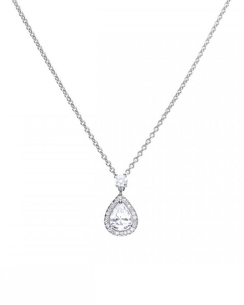 Diamonfire Silver & Cubic Zirconia Pear Halo Pendant