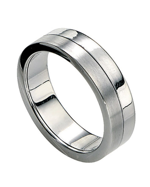 Fred Bennett Polished & Brushed Steel Ring