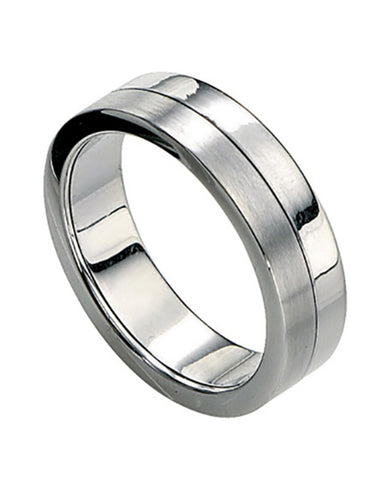 Fred Bennett Polished & Brushed Steel Ring