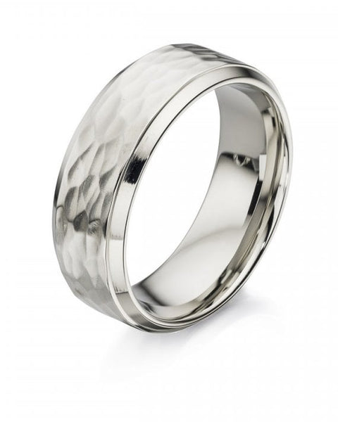 Fred Bennett Hammered Stainless Steel Ring R3414