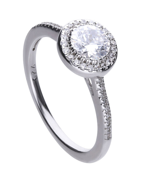 Diamonfire Silver & Round Cubic Zirconia Halo Ring