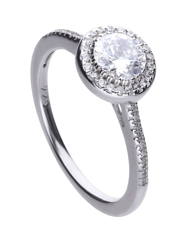 Diamonfire Silver & Round Cubic Zirconia Halo Ring