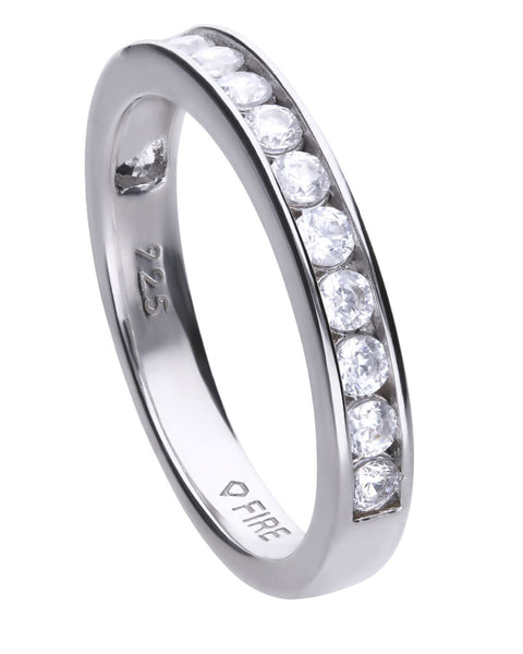 Diamonfire Sterling Silver & Channel Set Cubic Zirconia Ring
