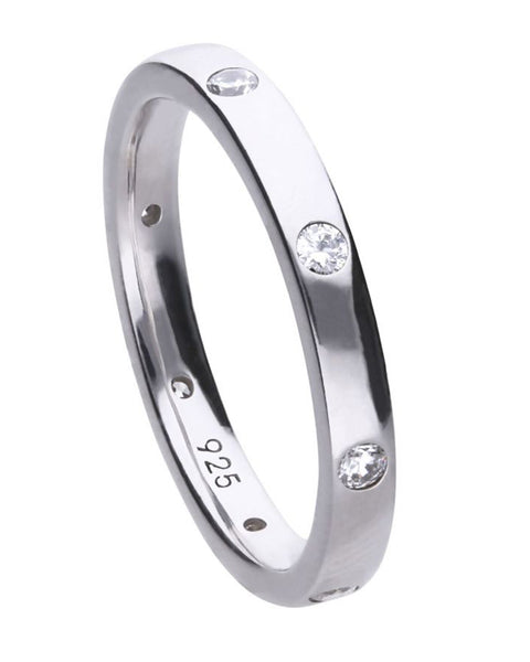 Diamonfire Sterling Silver & Cubic Zirconia Dainty Dot Ring