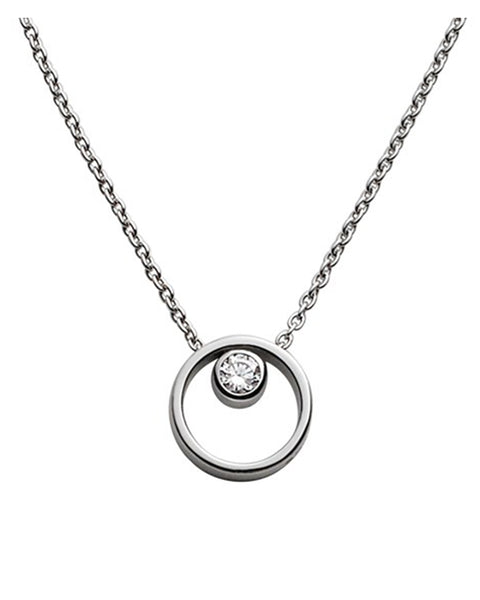 Skagen Elin Crystal Circle Stainless Steel Necklace