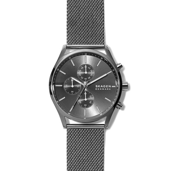 Skagen Holst Chronograph Gunmetal Steel Mesh Watch SKW6608