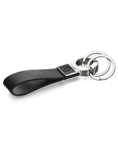 Fred Bennett Stainless Steel & Black Leather Keyring