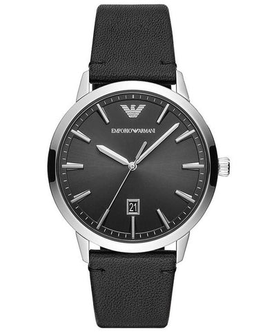 Emporio Armani Men's Ruggiero Black Leather Strap Watch AR11193