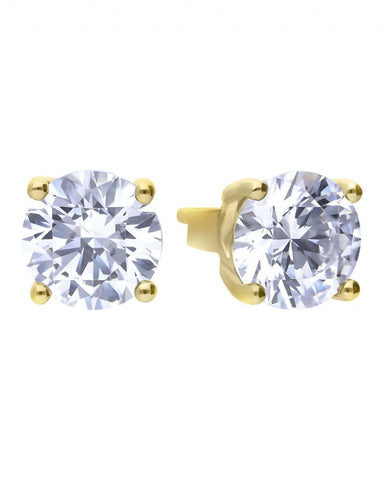 Diamonfire Gold Plated Cubic Zirconia 4 Claw Earrings - 2.00ct E6403