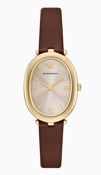 Emporio Armani Two-Hand Brown Leather Ladies Watch AR11708