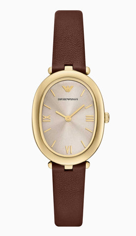 Emporio Armani Two-Hand Brown Leather Ladies Watch AR11708