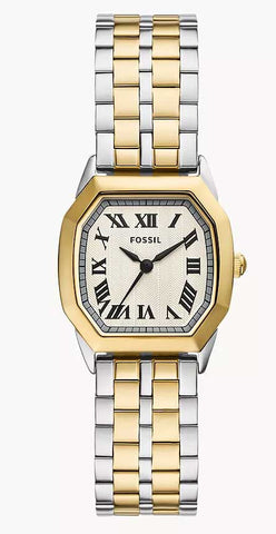 Fossil Harlow Three-Hand Stainless Two Tone Steel Ladies Watch