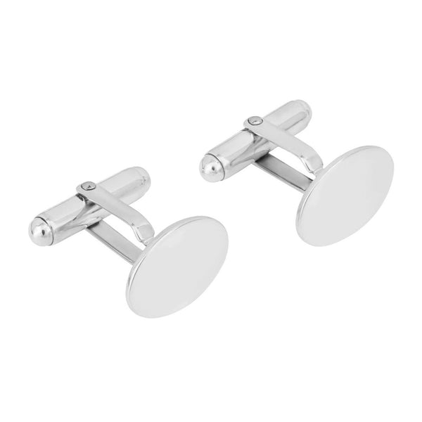 Fred Bennett Beginnings Sterling Silver Plain Oval Cufflinks