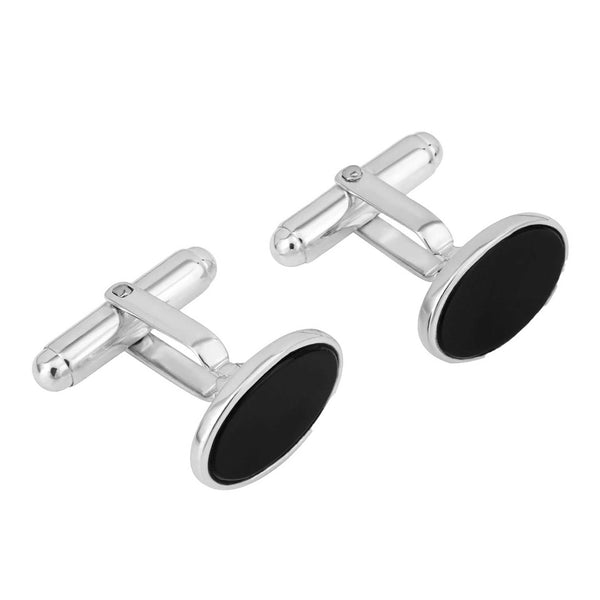 Fred Bennett Beginnings Sterling Silver with Onyx Plain Oval Cufflinks