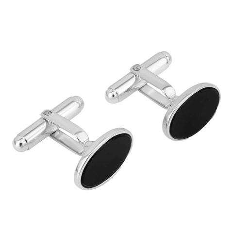 Fred Bennett Beginnings Sterling Silver with Onyx Plain Oval Cufflinks