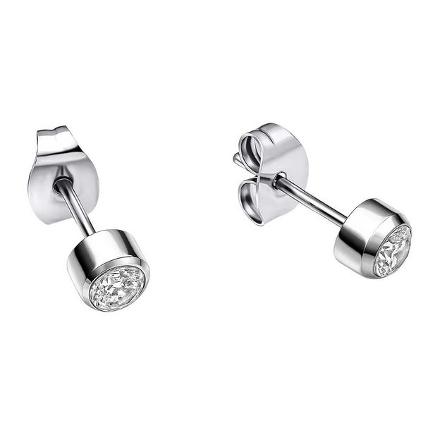 Fred Bennett Smaller Fit Stainless Steel Stud Earrings with CZ