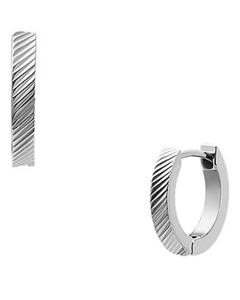 Fossil Harlow Linear Texture Stainless Steel Hoop Earrings JF04772040