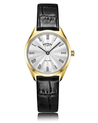 Rotary Ladies Ultra Slim Gold Plated Leather Watch